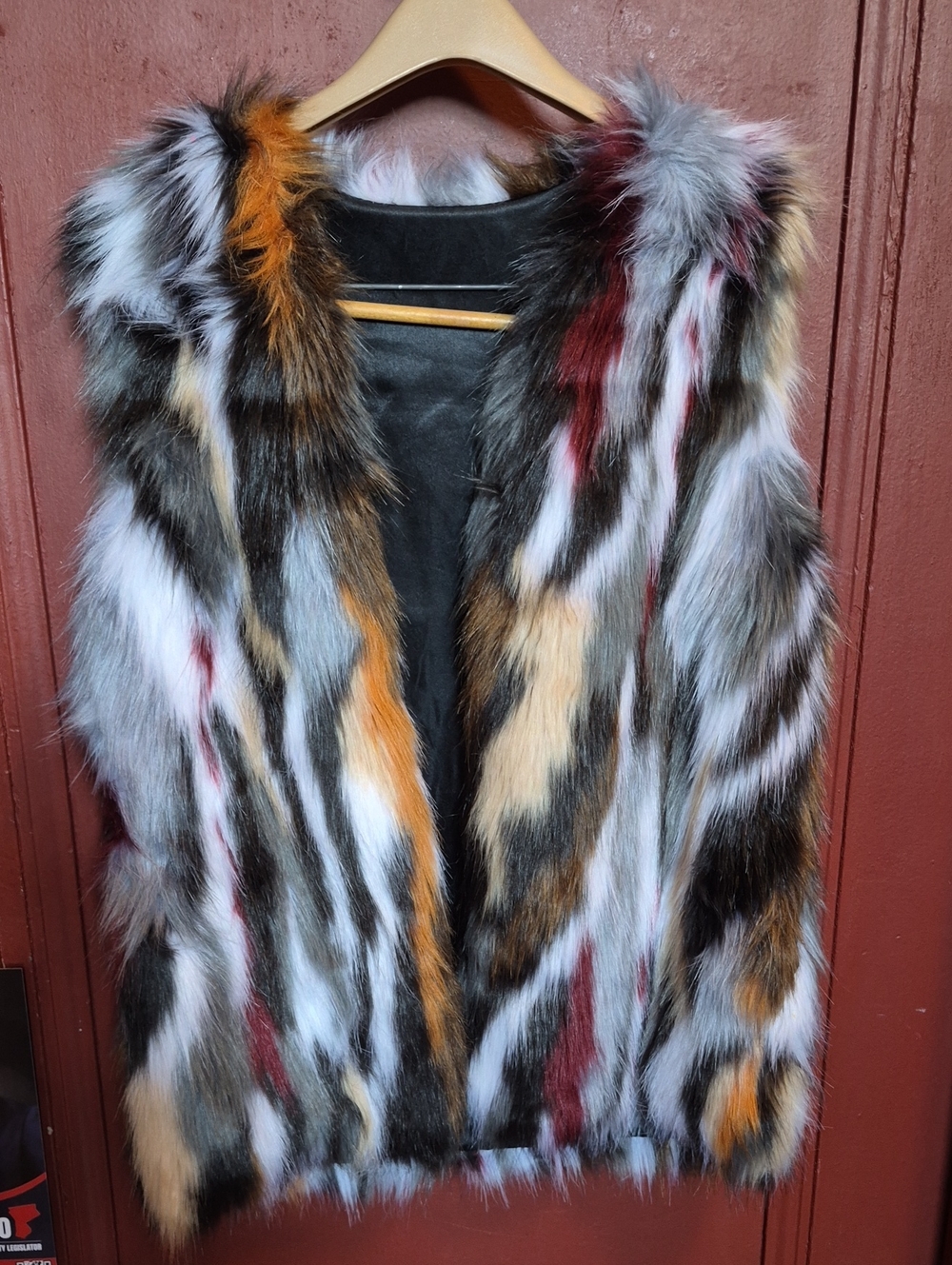 Faux-Fur Multi-color Sleeveless With Pockets Vest